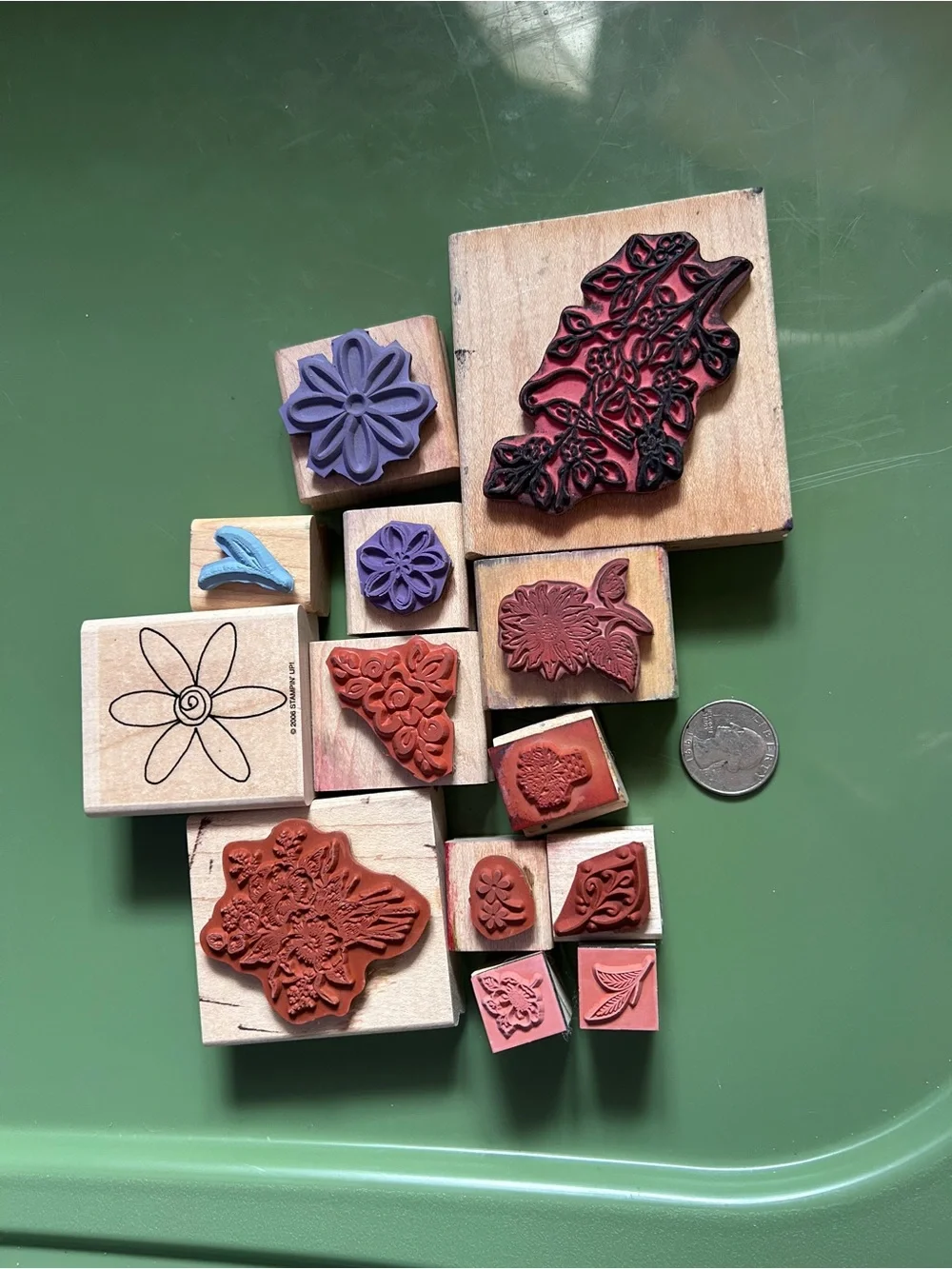 Wooden Floral Stamp Set - Natural Wood